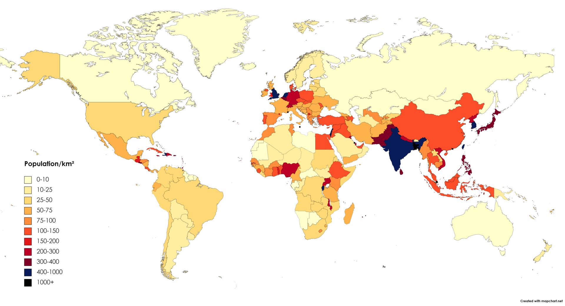 World Population Map World Population Density Map Per Square Kilometre 