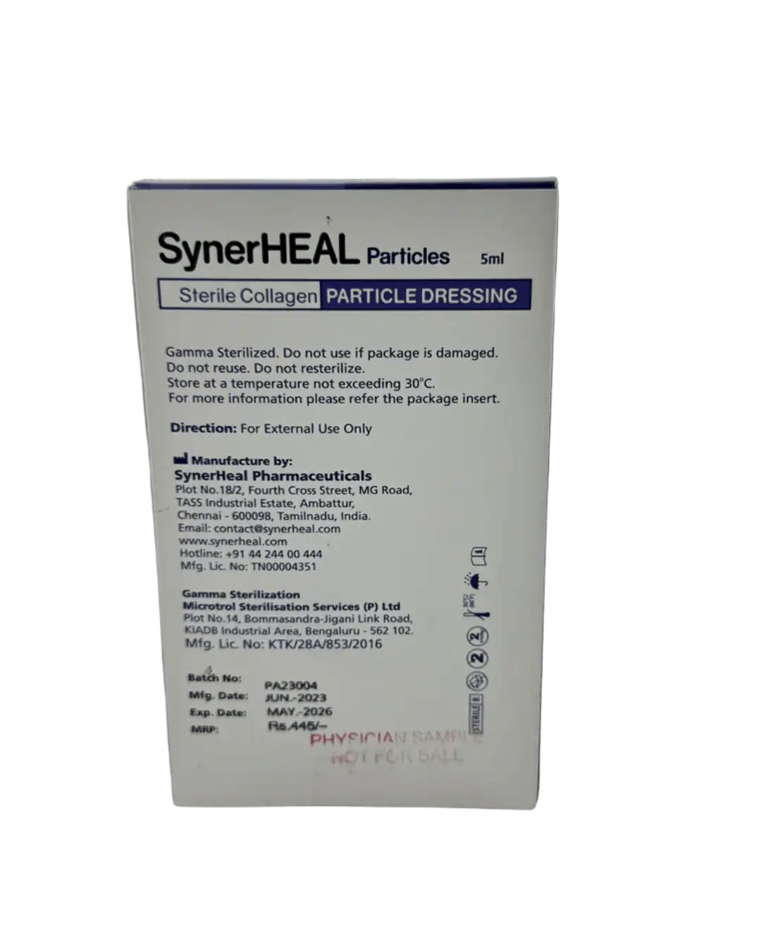 Synerheal Particles sterile collagen dressing