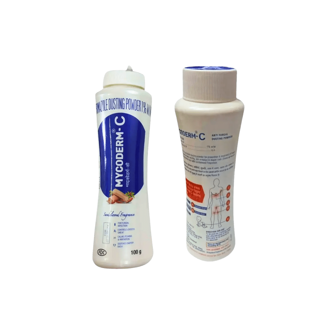 Mycoderm - C Antifungal Powder 100gm (Clotrimazole) for Fungal Skin Infections | Athlete’s Foot, Ringworm & Rash Treatment
