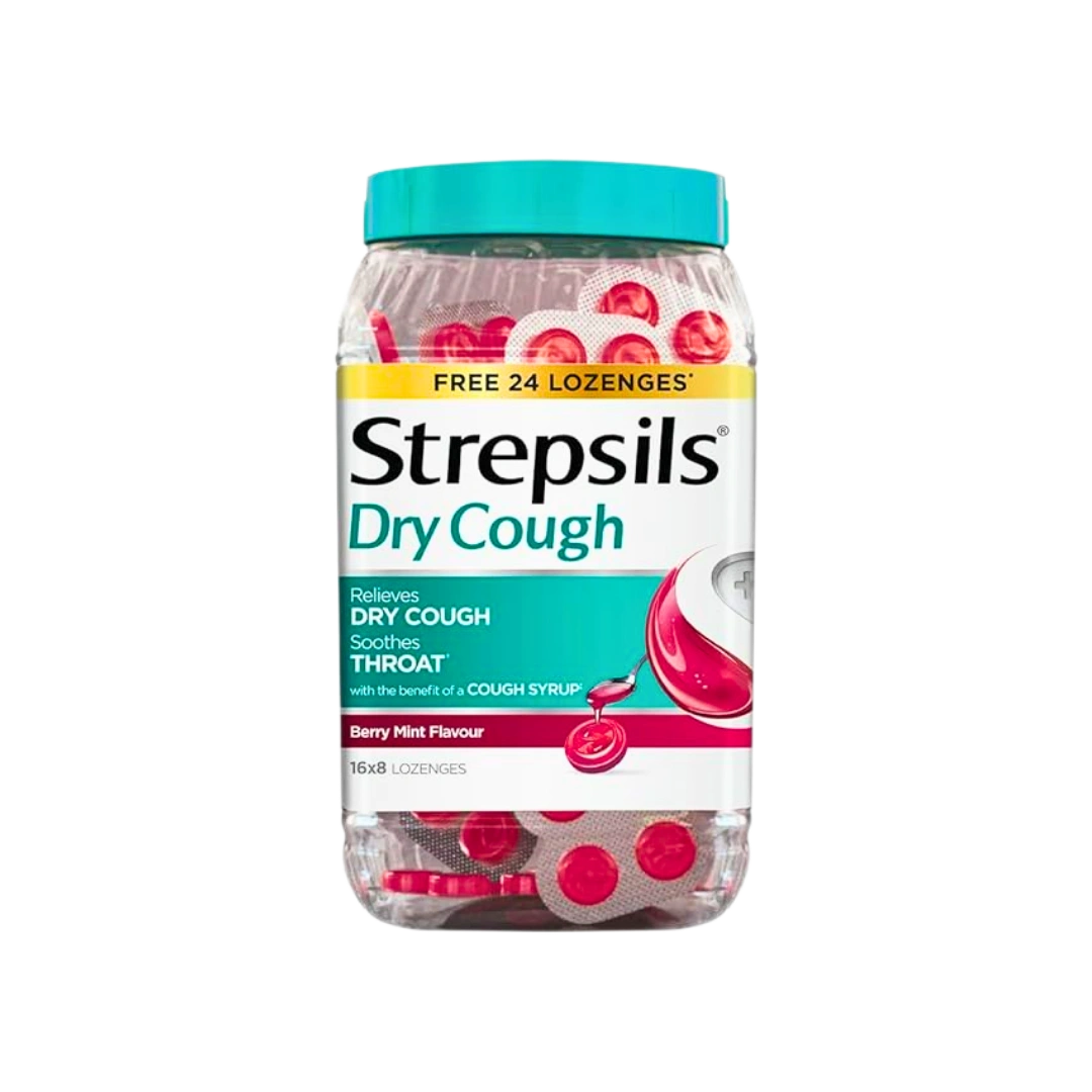Strepsils Dry Cough – Strip of 8 Lozenges (Berry Mint)