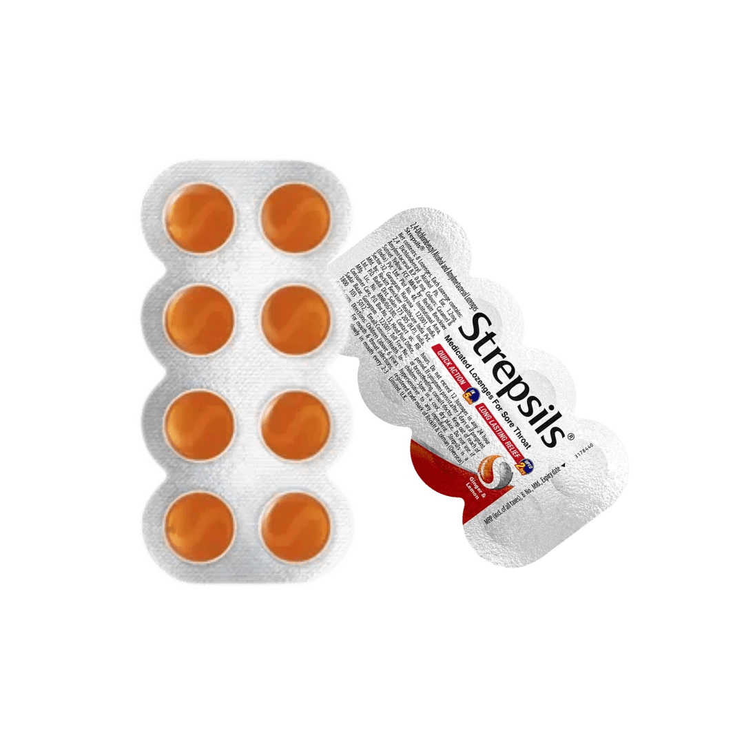 Strepsils Ginger & Lemon Lozenges – Medicated Sore Throat Relief with Antiseptic Action