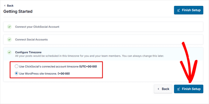 Finish ClickSocial setup Finish ClickSocial setup