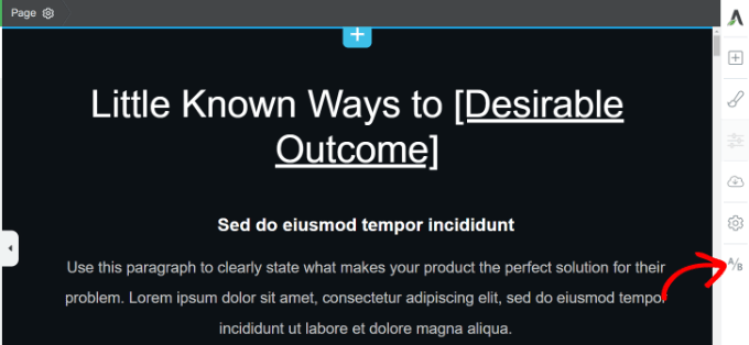 Click split testing icon