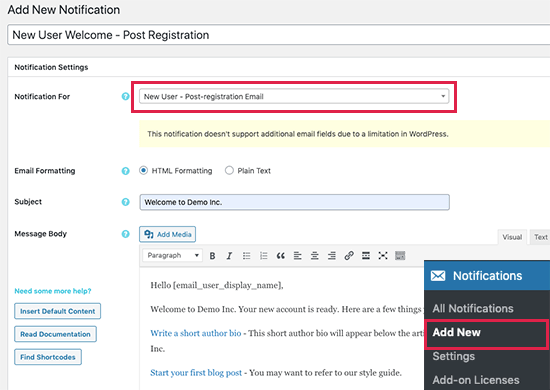 All post notifications will send an email if set up for the same category. How To Send A Custom Welcome Email To New Users In Wordpress