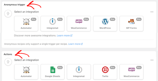 Triggers and actions breakdown Triggers and actions breakdown