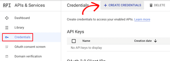 Create credentials Create credentials