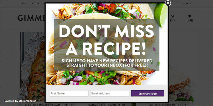 OptinMonster popup example to grow subscribers OptinMonster popup example to grow subscribers