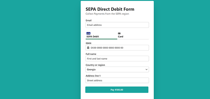 SEPA payment form preview SEPA payment form preview
