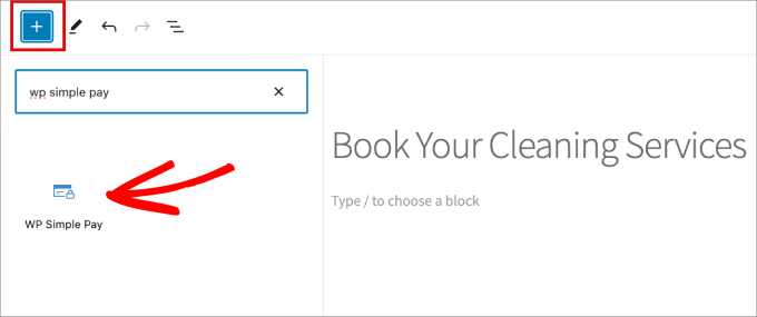 add wp simple pay block add wp simple pay block