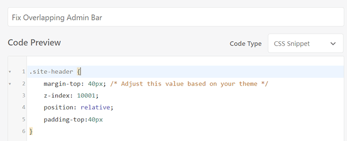 Adjusted CSS code Adjusted CSS code