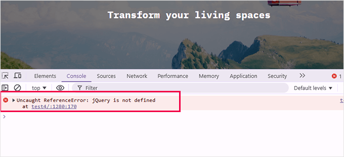 JQuery not defined error in the console JQuery not defined error in the console