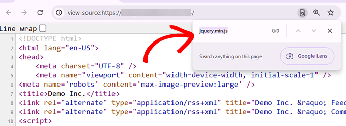 Search jQuery in source code Search jQuery in source code