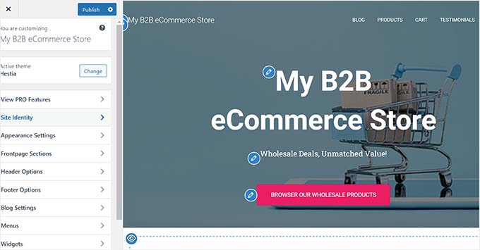 Edit the theme in the theme customizer Edit the theme in the theme customizer