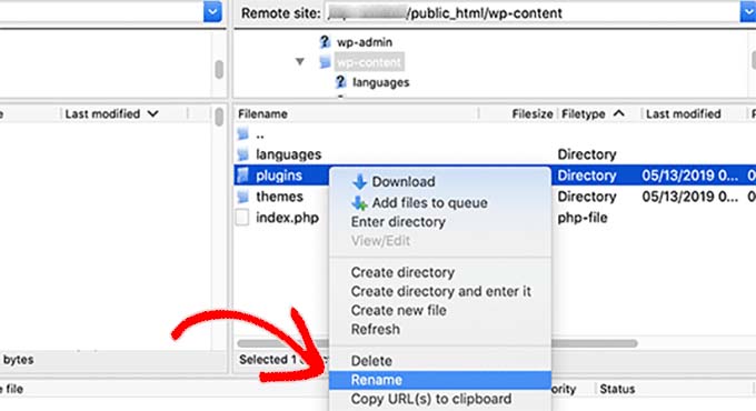 Rename plugins folder to deactivate all plugins in WordPress Rename plugins folder to deactivate all plugins in WordPress