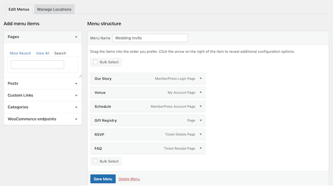 Creating a navigation menu for your wedding website Creating a navigation menu for your wedding website