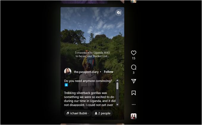Example of an Instagram Reel Example of an Instagram Reel