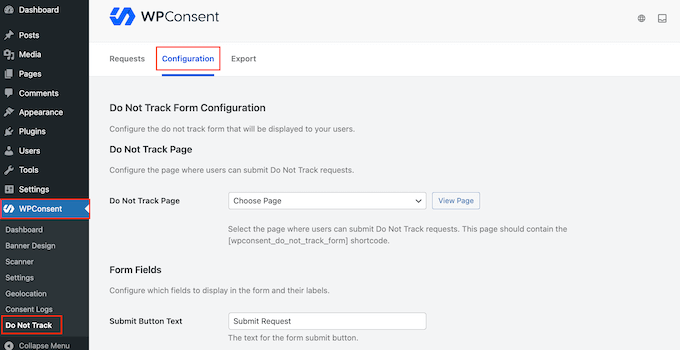 Configuring the WPConsent compliance form Configuring the WPConsent compliance form