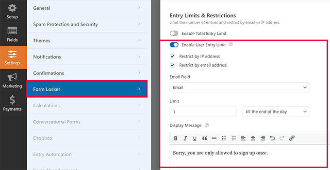 Limiting form entries by IP address and email Limiting form entries by IP address and email