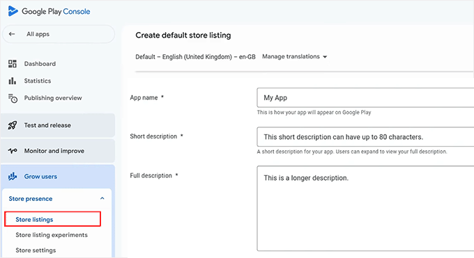 Add app details in Google Play Console Add app details in Google Play Console