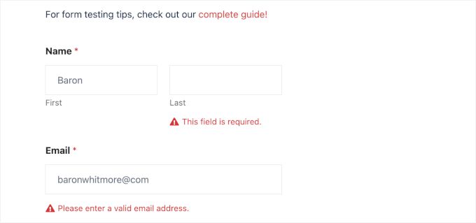 Checking form validation Checking form validation