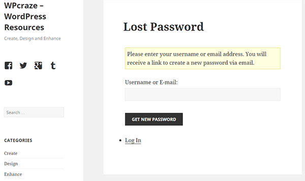 Lost Password Page