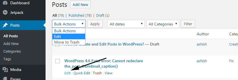 Editing Posts in WordPress