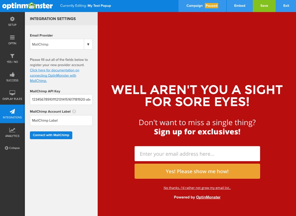 From the wordpress left dashboard menu, go to elementor > settings > integrations tab and paste your google api key in the corresponding field. The Best Lead Generation Software for WordPress - OptinMonster Review