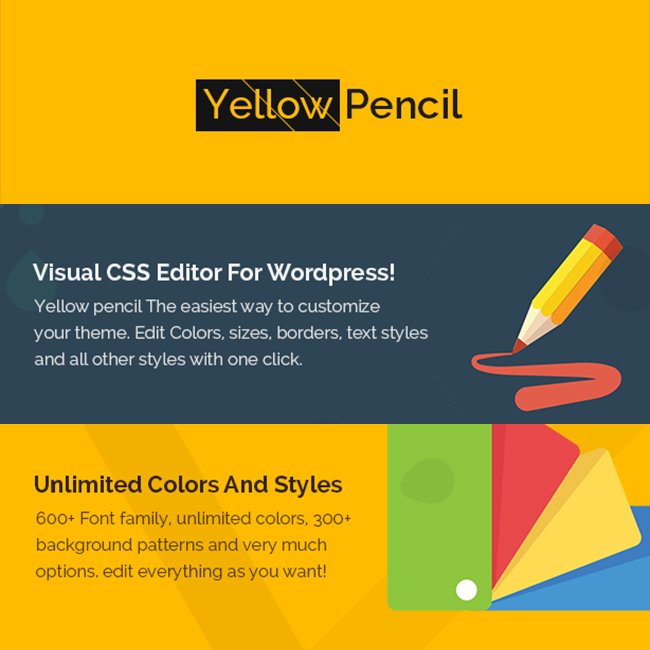A revolutionary visual css editing wordpress plugin allowing deep theme personalization in minutes, live preview and full editing history. Yellow Pencil CSS Customizations WordPress Plugin - WPExplorer