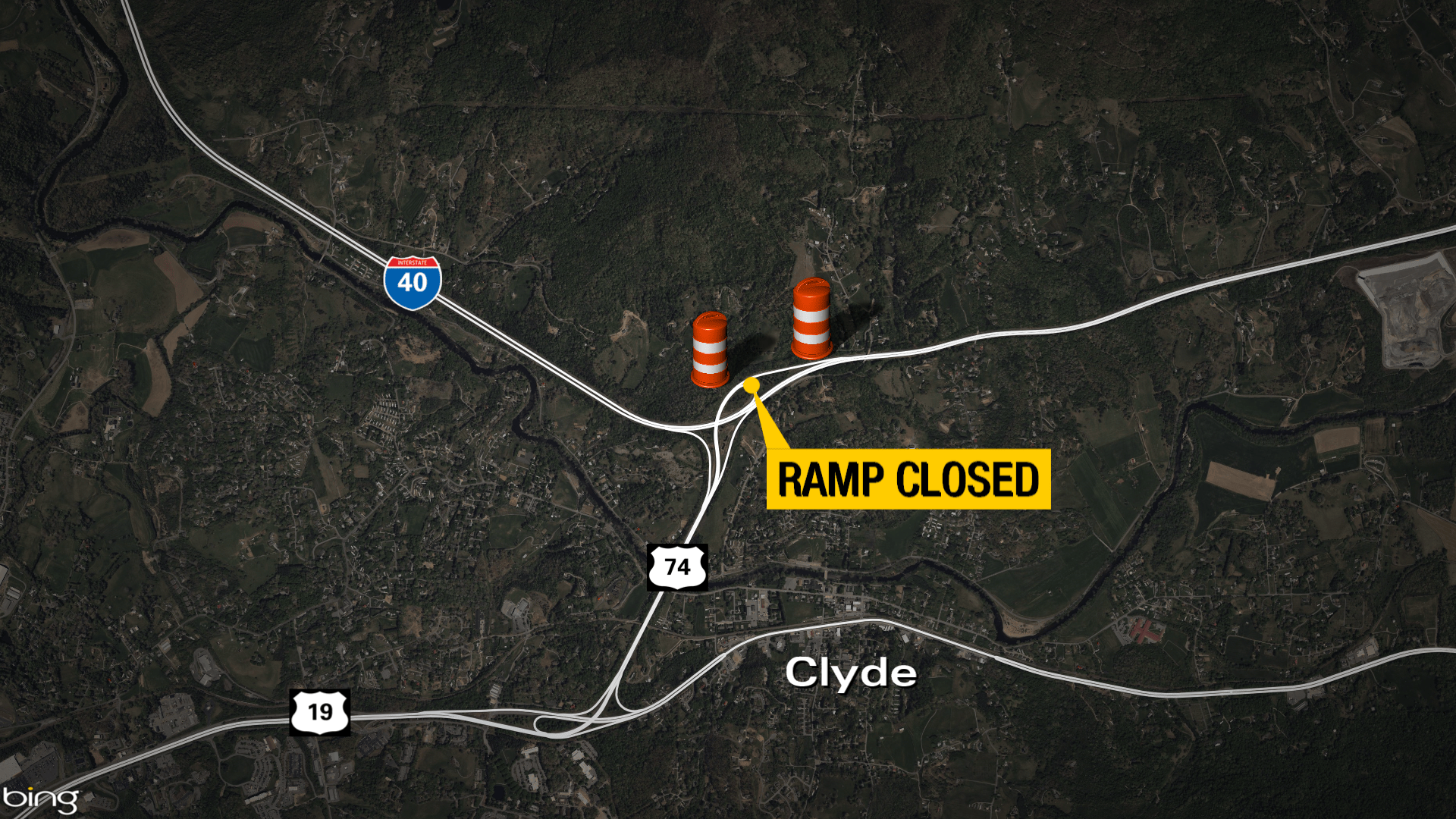 Ramp Closed From U S 74 East To I 40 West In Haywood County Ramp Closure Map Clyde 