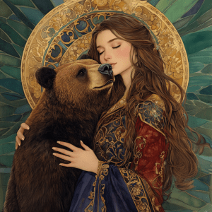 woman with bear © Bernadette Wulf - Art of Empathy