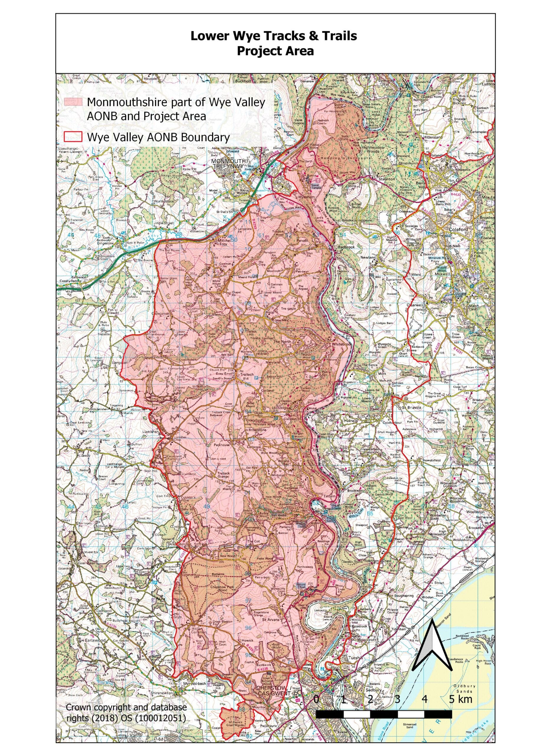 Lower Wye Tracks Trails Wye Valley AONB Tracks And Trails Project Area Map Scaled 