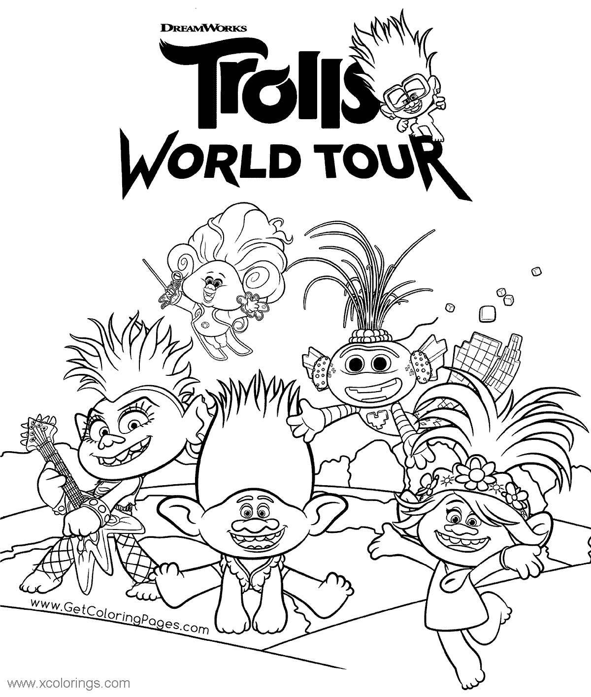 Trolls world tour characters coloring pages