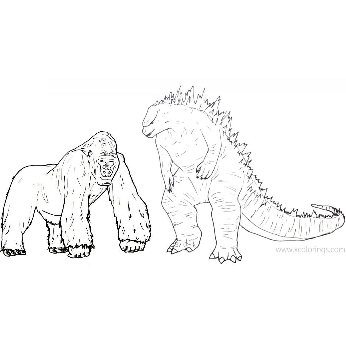 godzilla vs kong coloring pages monsters xcoloringscom