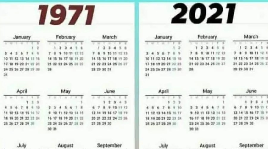1971- 2021 இரண்டுமே ஒன்னுதான்; 50 ஆண்டுக்கு பிறகு அதிசய காலண்டர்!