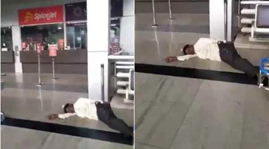 விமான நிலையத்திற்குள் குடிபோதையில் குறட்டை விட்ட பயணி