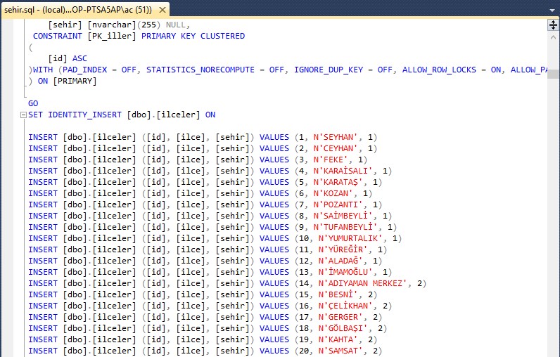 SQL Server Manegemet Studio ile Create ve Insert Script Oluşturma (.sql ...