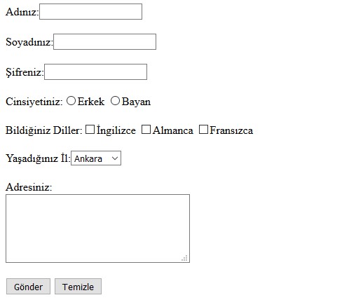 HTML Form Örnekleri – Web Tasarım & Programlama