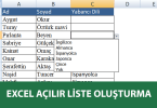 Excel Açılır Liste Oluşturma