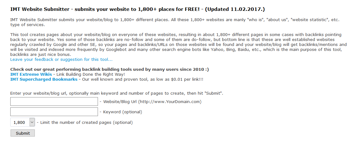 Prepostseo backlink maker tool creates backlinks free only on high authority website; Top 21 Sites For Free Backlinks Online 2017 Updating List Yeah Hub