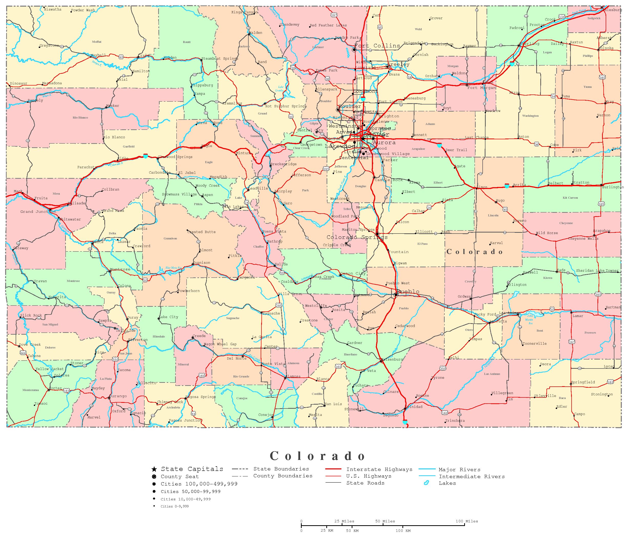 Printable Map Of Colorado Colorado Printable Map 871 
