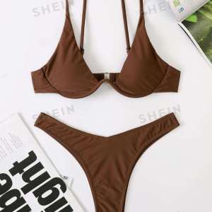 Traje de baño marron con copa