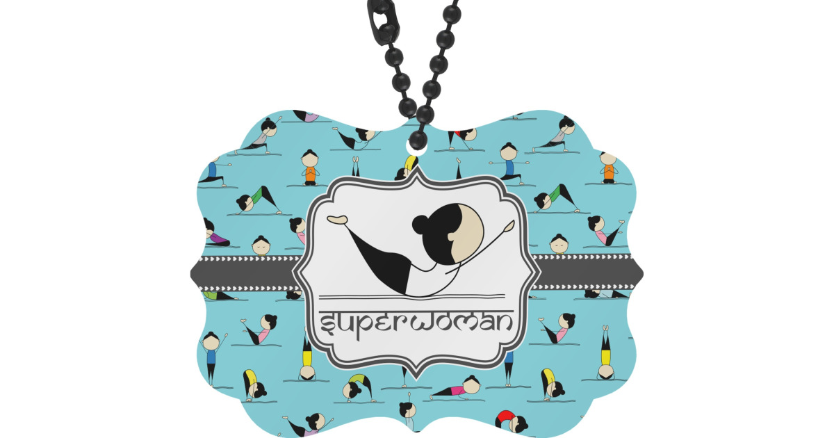 Custom yoga poses rear view mirror decor (personalized)