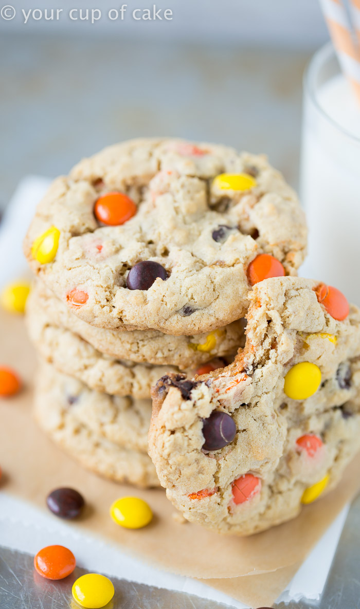 Reese's pieces peanut butter chocolate chip cookies are truly a peanut butter lovers dream! Reese S Pieces Chocolate Chip Cookies Your Cup Of Cake