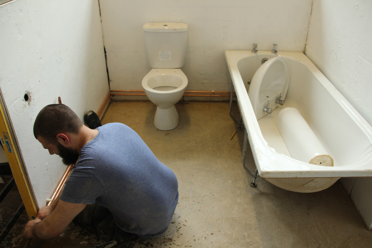Plumbing in a bathroom
