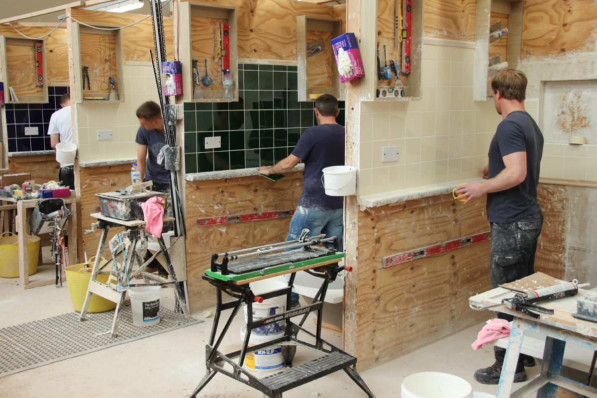 Tiling and grouting a kitchen