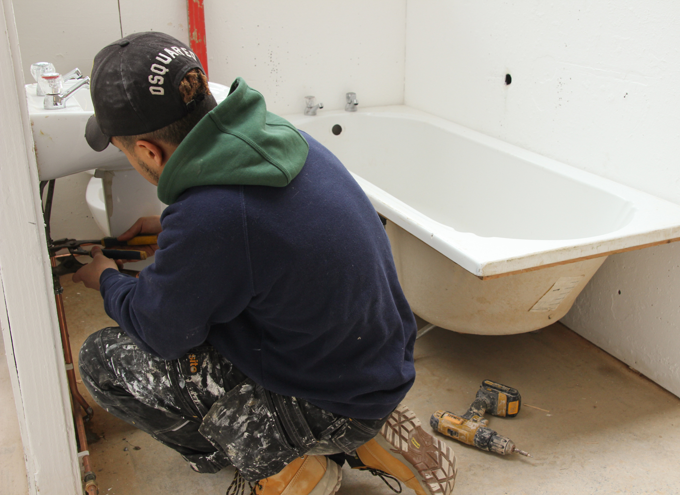 Plumbing in a bathroom