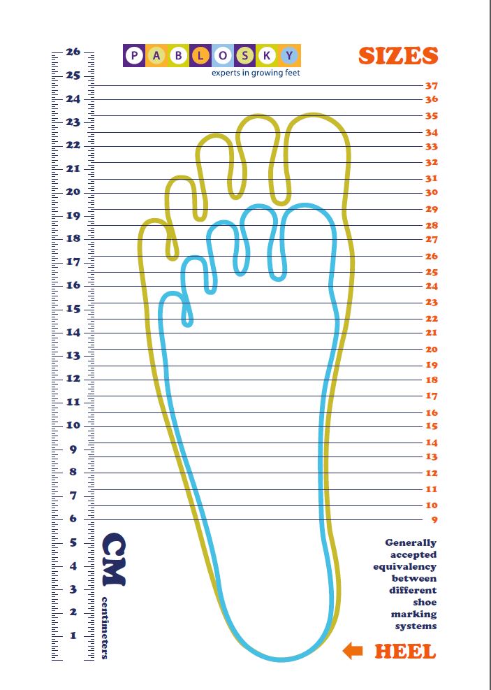 Shoe chart size kid