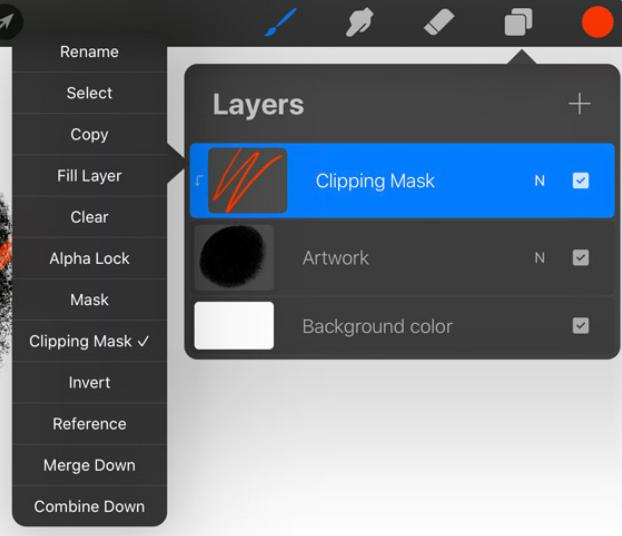 Selecting a layer in the layers panel to access more options