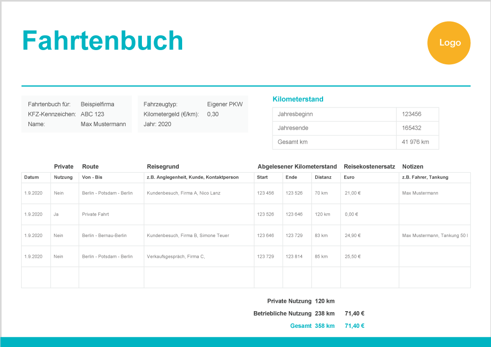 #ffb221 hex color red value is 255, green value is. Kostenloses Fahrtenbuch In Excel Mit Anleitung Zervant