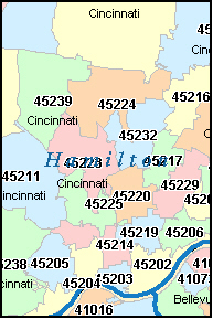 CINCINNATI Ohio OH ZIP Code Map Downloads Oh Hamilton 